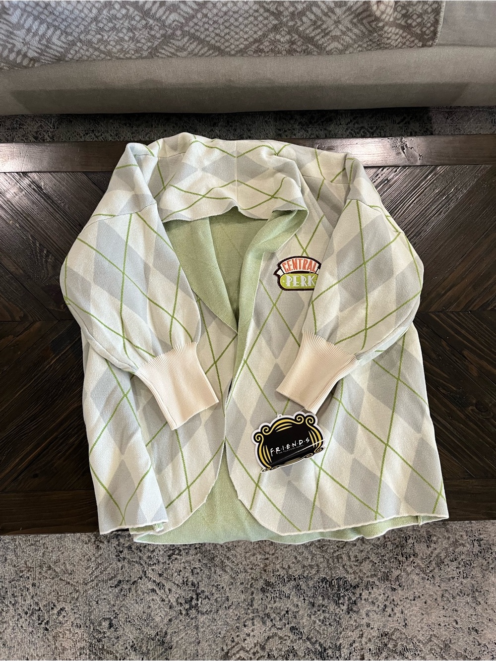Friends Argyle Cardigan Sweater
